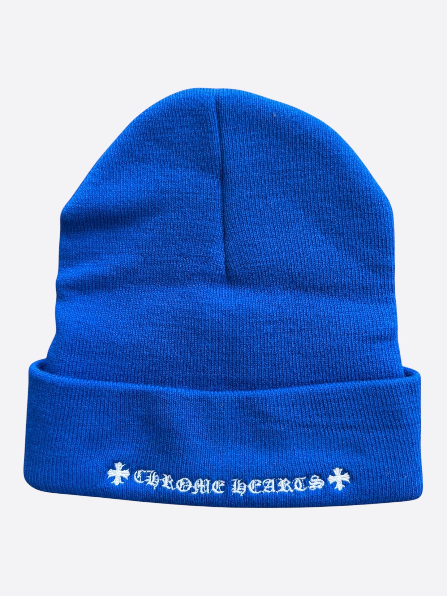 Chrome Hearts Blue & White CH Logo Embroidered Beanie