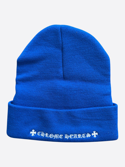 Chrome Hearts Blue & White CH Logo Embroidered Beanie