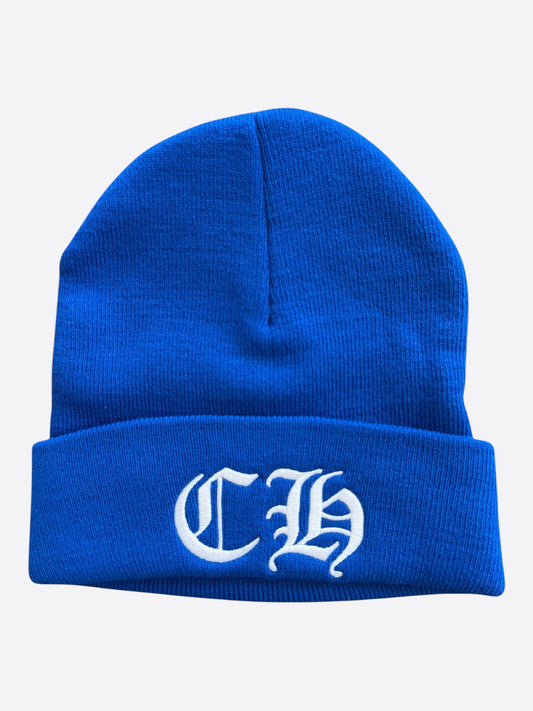 Chrome Hearts Blue & White CH Logo Embroidered Beanie