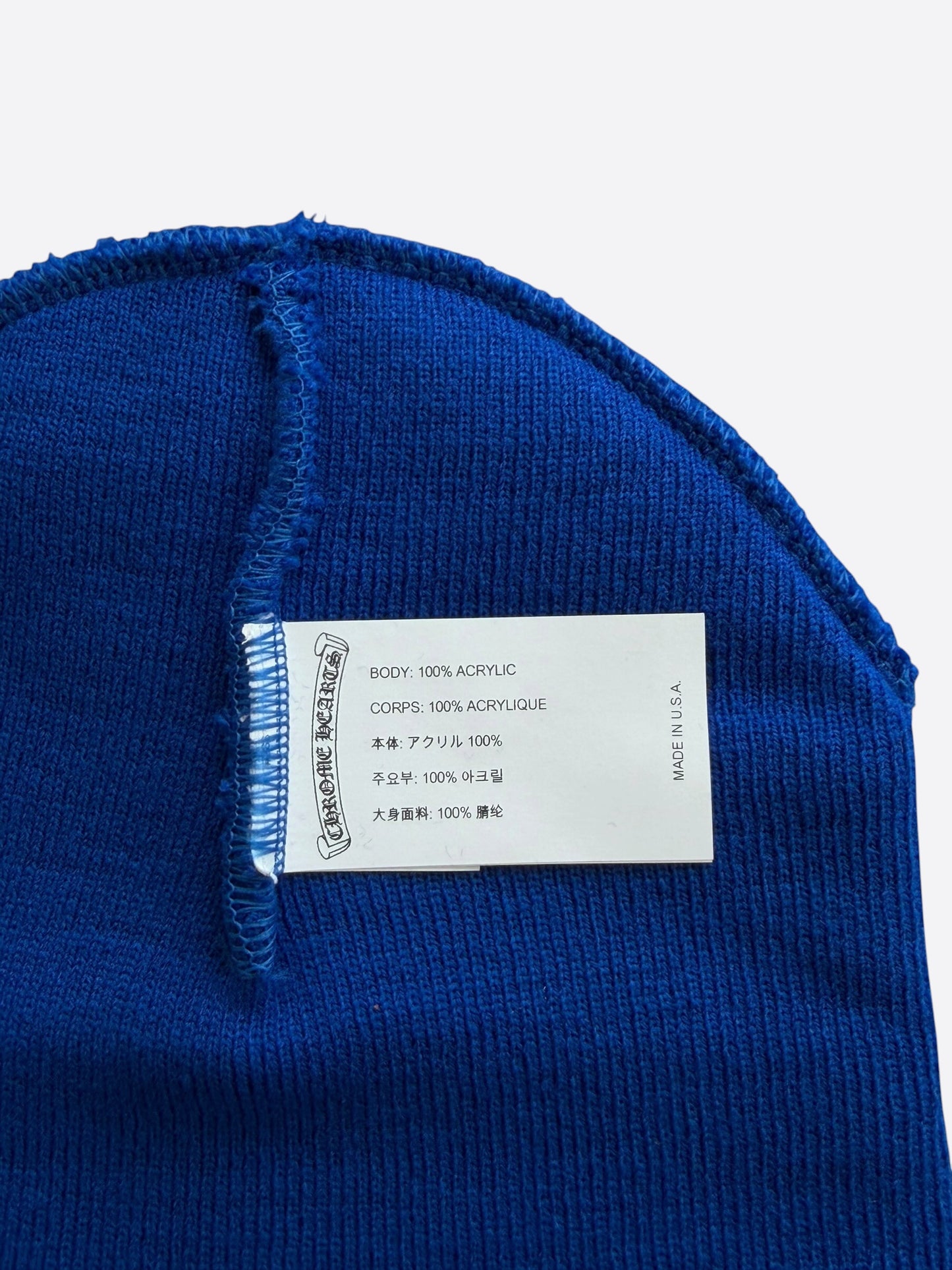 Chrome Hearts Blue & White CH Logo Embroidered Beanie
