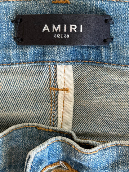 Amiri Clay Indigo & Green Plaid Patch MX1 Jeans