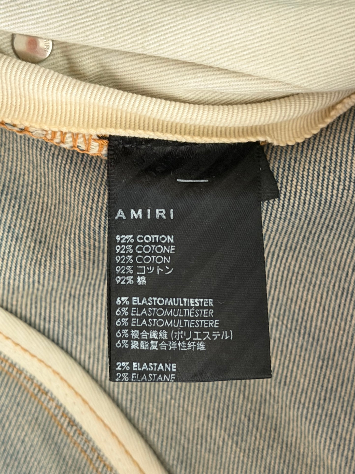 Amiri Clay Indigo & Green Plaid Patch MX1 Jeans