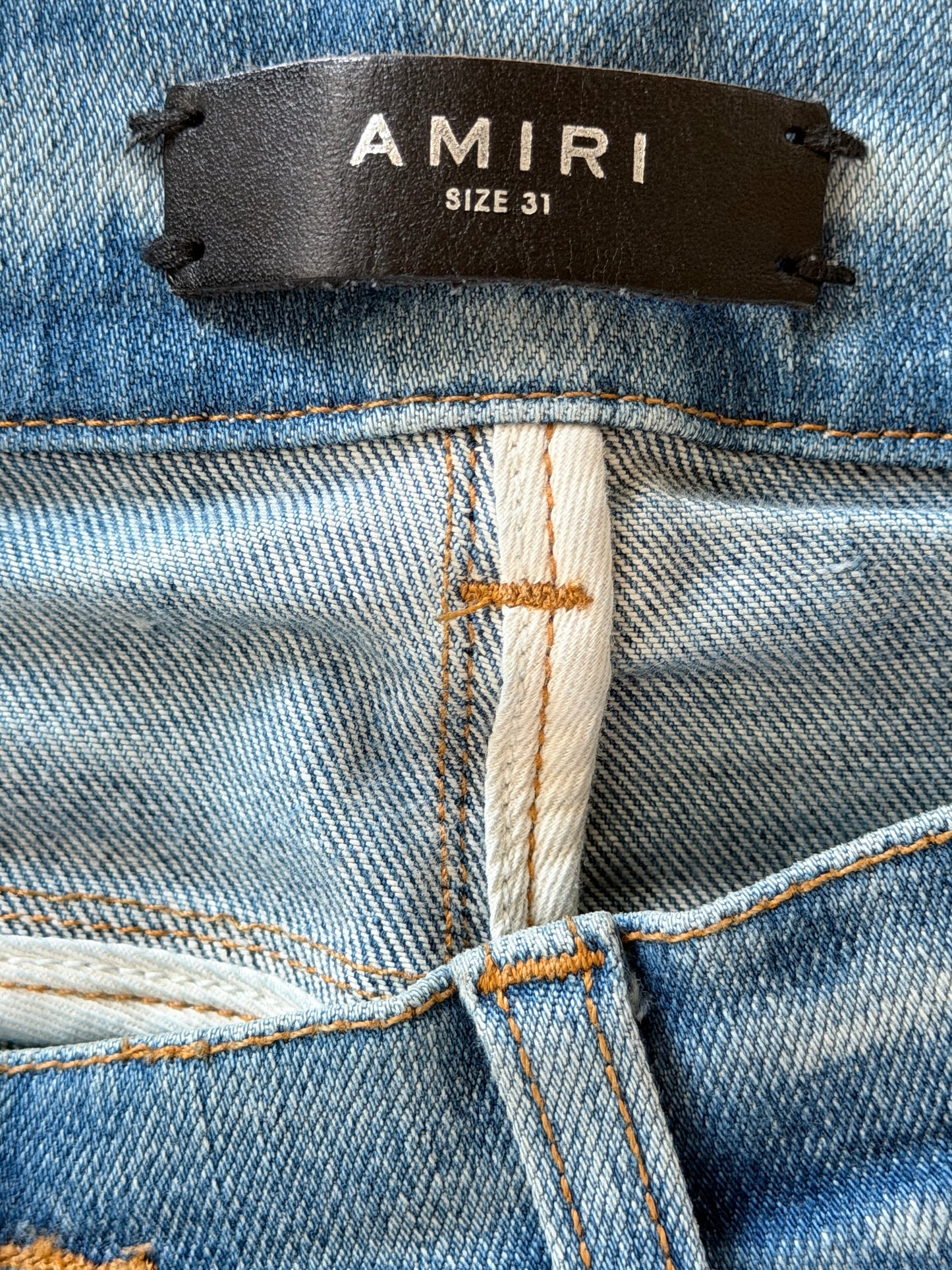 Amiri Clay Indigo & White Core Applique Logo Jeans
