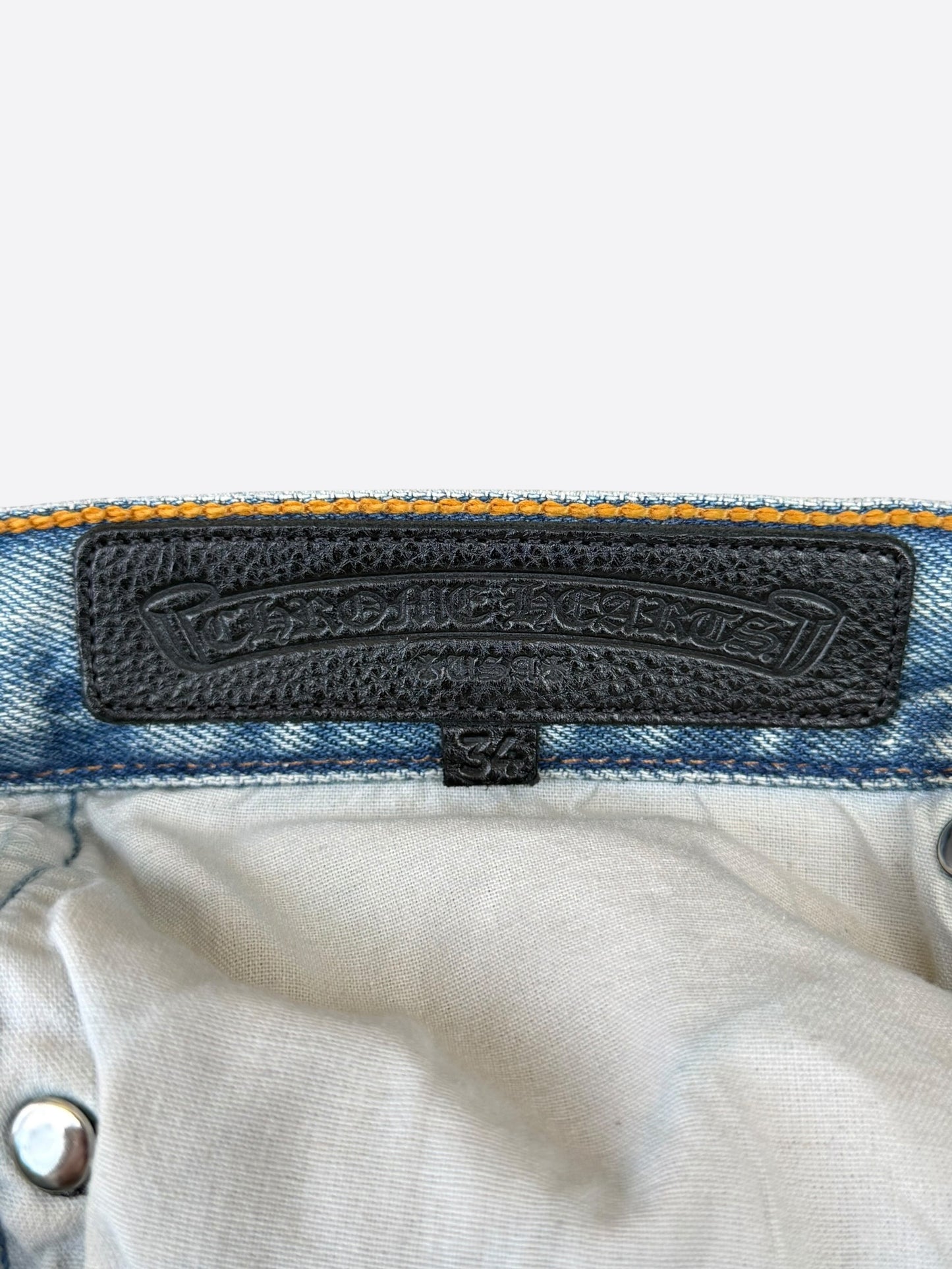 Chrome Hearts Levis Light Blue & Black Cross Patch Jeans