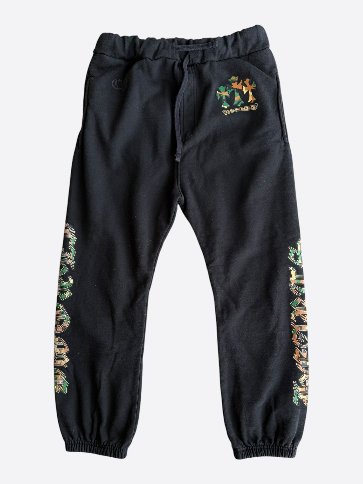 Chrome Hearts Black Camouflage Triple Cross Logo Sweatpants