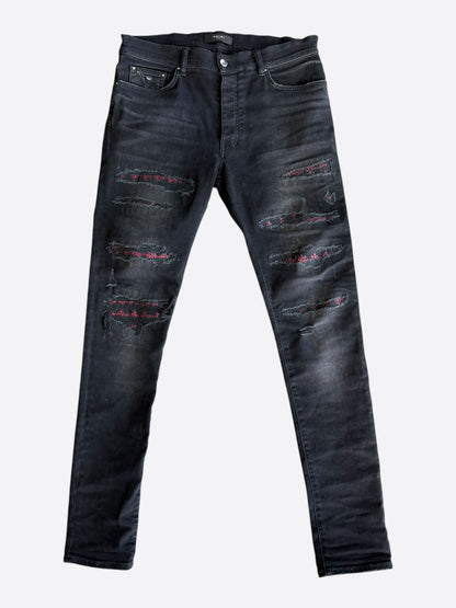 Amiri Aged Black & Red MA Patch Thrasher Jeans
