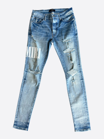 Amiri Clay Indigo & White Core Applique Logo Jeans
