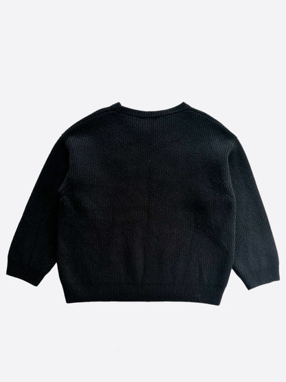 Celine Black & White Logo Ribbed Wool Sweater