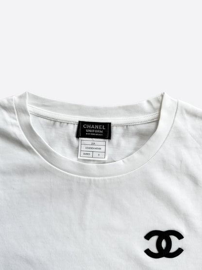 Chanel White & Black CC Logo Embroidered T-Shirt