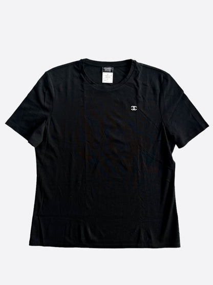 Chanel Black & White CC Logo Embroidered T-Shirt