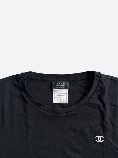 Chanel Black & White CC Logo Embroidered T-Shirt