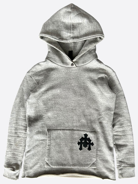Chrome Hearts Grey & Black Triple Cross Patch Hoodie