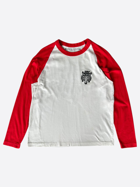 Chrome Hearts White & Red Dagger Logo Longsleeve T-Shirt