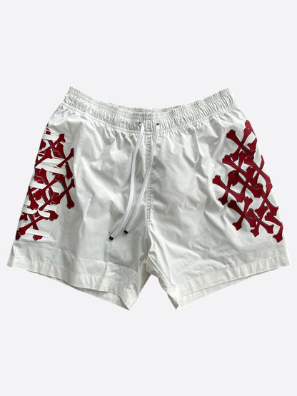 Amiri White & Red Bones Swimshorts