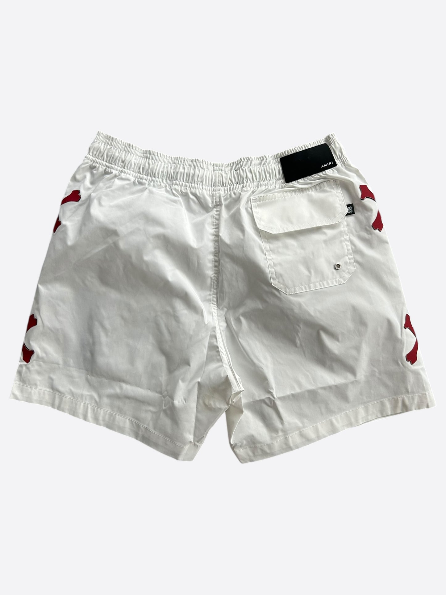 Amiri White & Red Bones Swimshorts