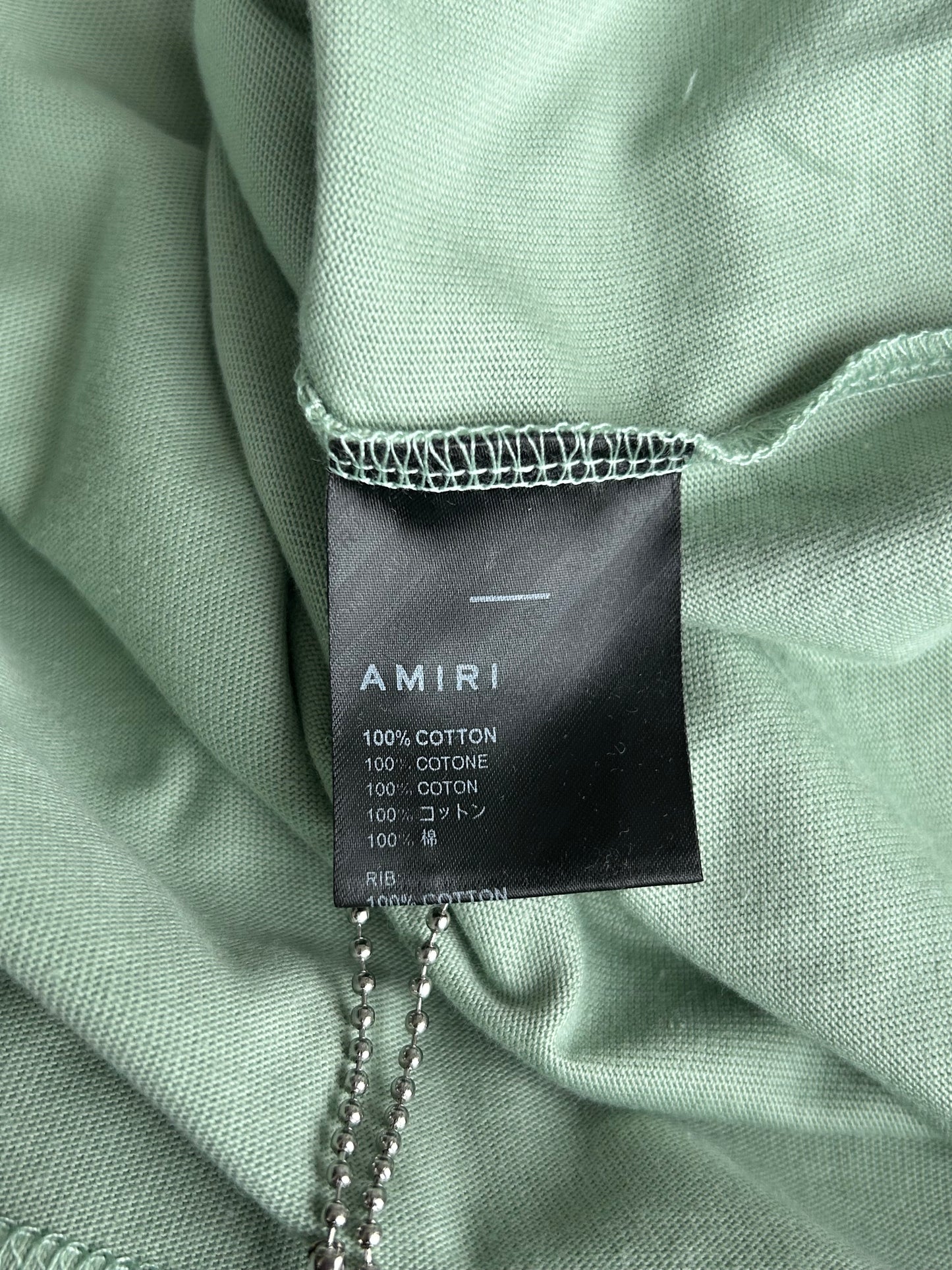 Amiri Green & White Staggered Logo T-Shirt
