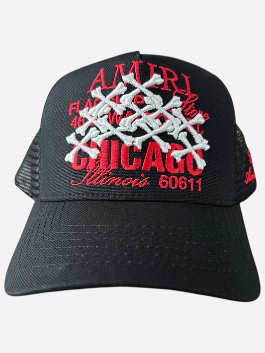 Amiri Black, White & Red Chicago Bones Trucker Hat