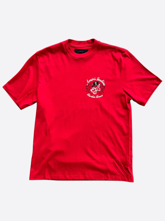 Amiri Red & White Studios Logo T-Shirt
