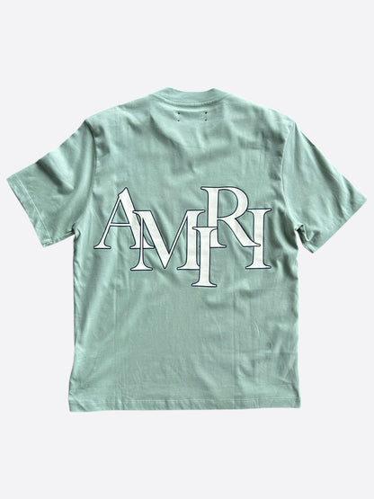 Amiri Green & White Staggered Logo T-Shirt