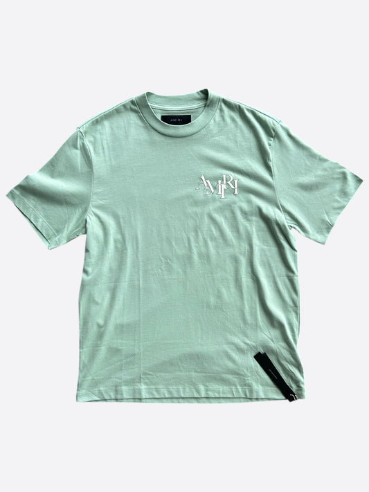 Amiri Green & White Staggered Logo T-Shirt