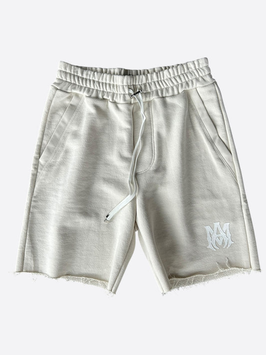 Amiri Cream & White MA Logo Shorts