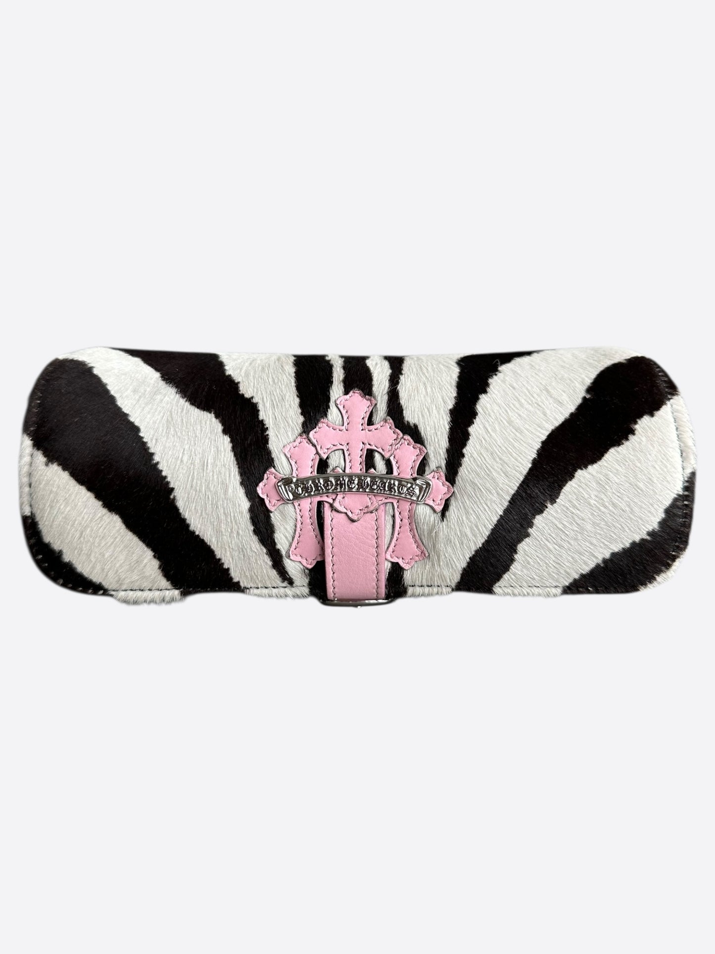 Chrome Hearts Black & White Zebra Pink Cross Patch Watch Roll