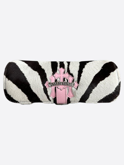 Chrome Hearts Black & White Zebra Pink Cross Patch Watch Roll