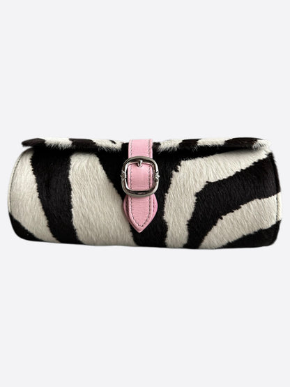 Chrome Hearts Black & White Zebra Pink Cross Patch Watch Roll