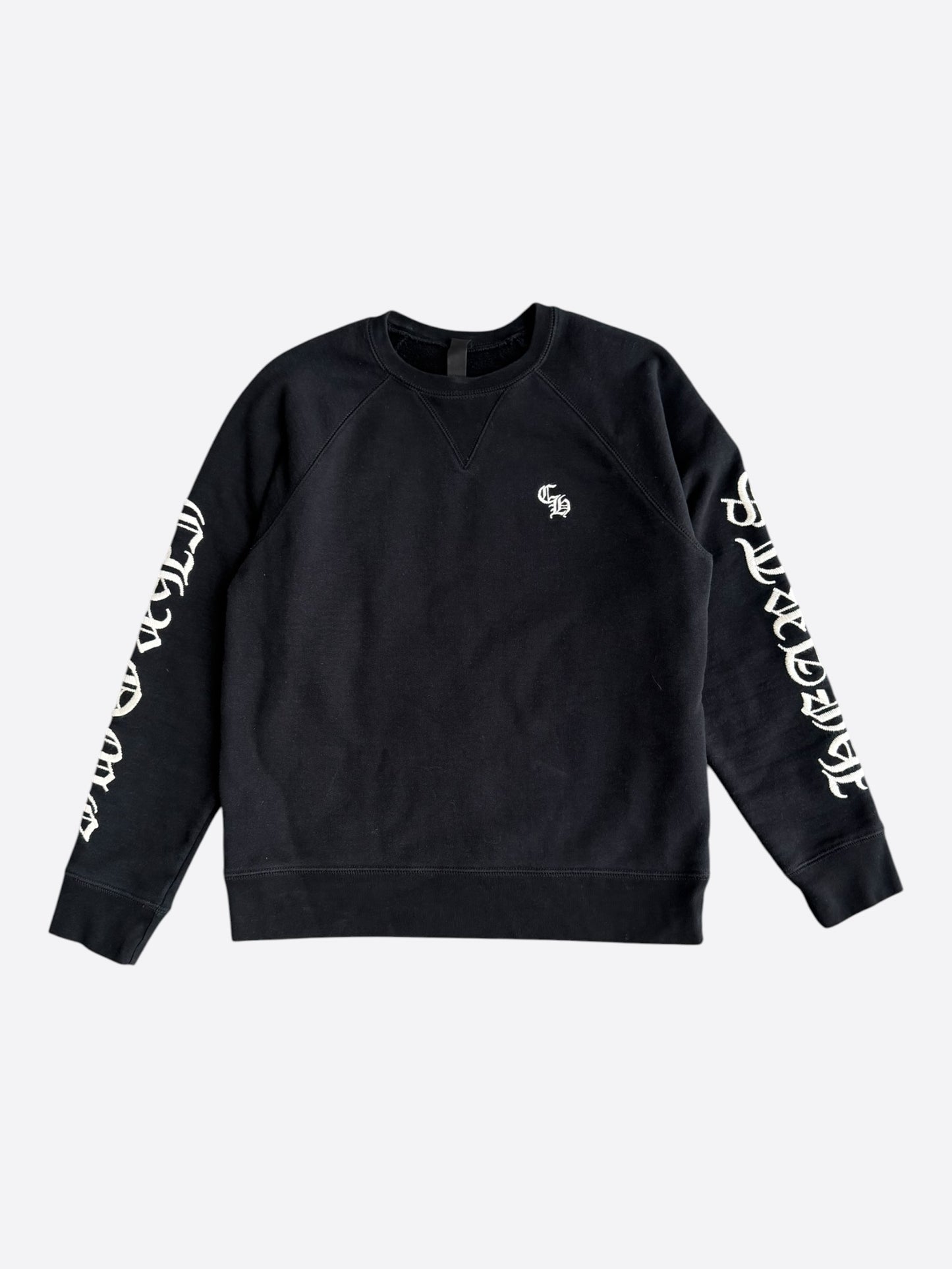 Chrome Hearts Black & White Embroidered Slo Ride Logo Sweater