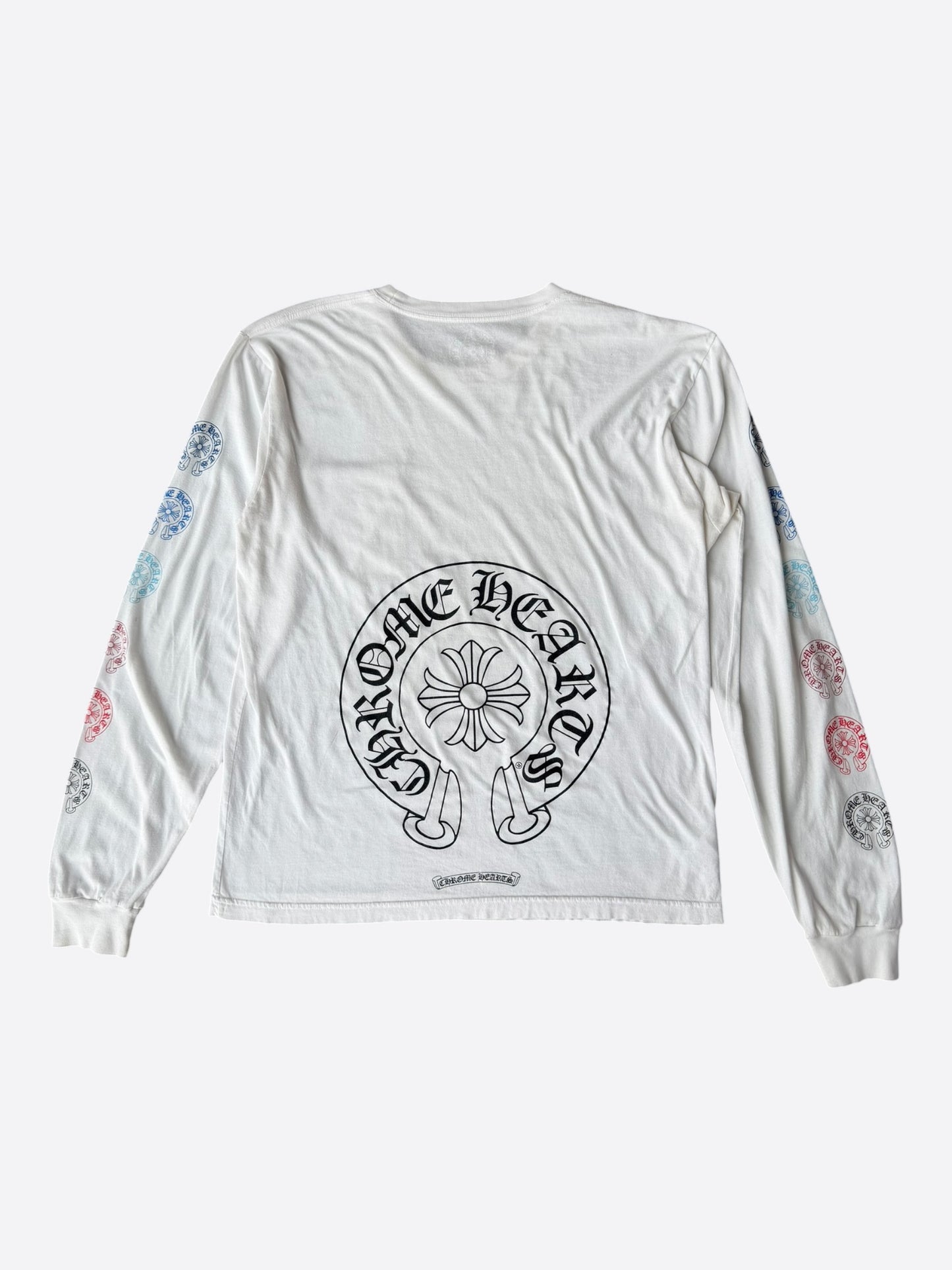 Chrome Hearts White & Multicolor Horseshoe Logo Longsleeve T-Shirt
