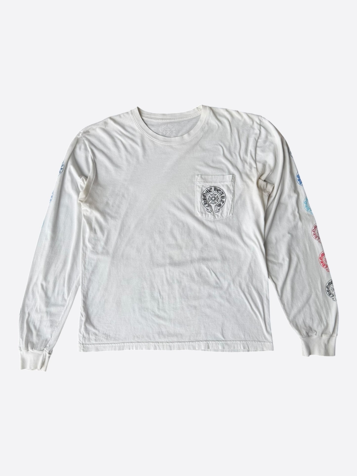Chrome Hearts White & Multicolor Horseshoe Logo Longsleeve T-Shirt