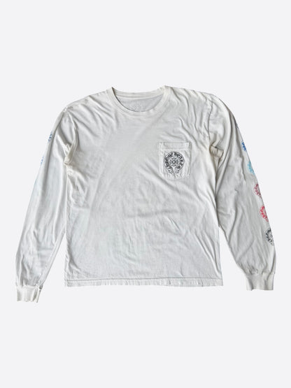 Chrome Hearts White & Multicolor Horseshoe Logo Longsleeve T-Shirt