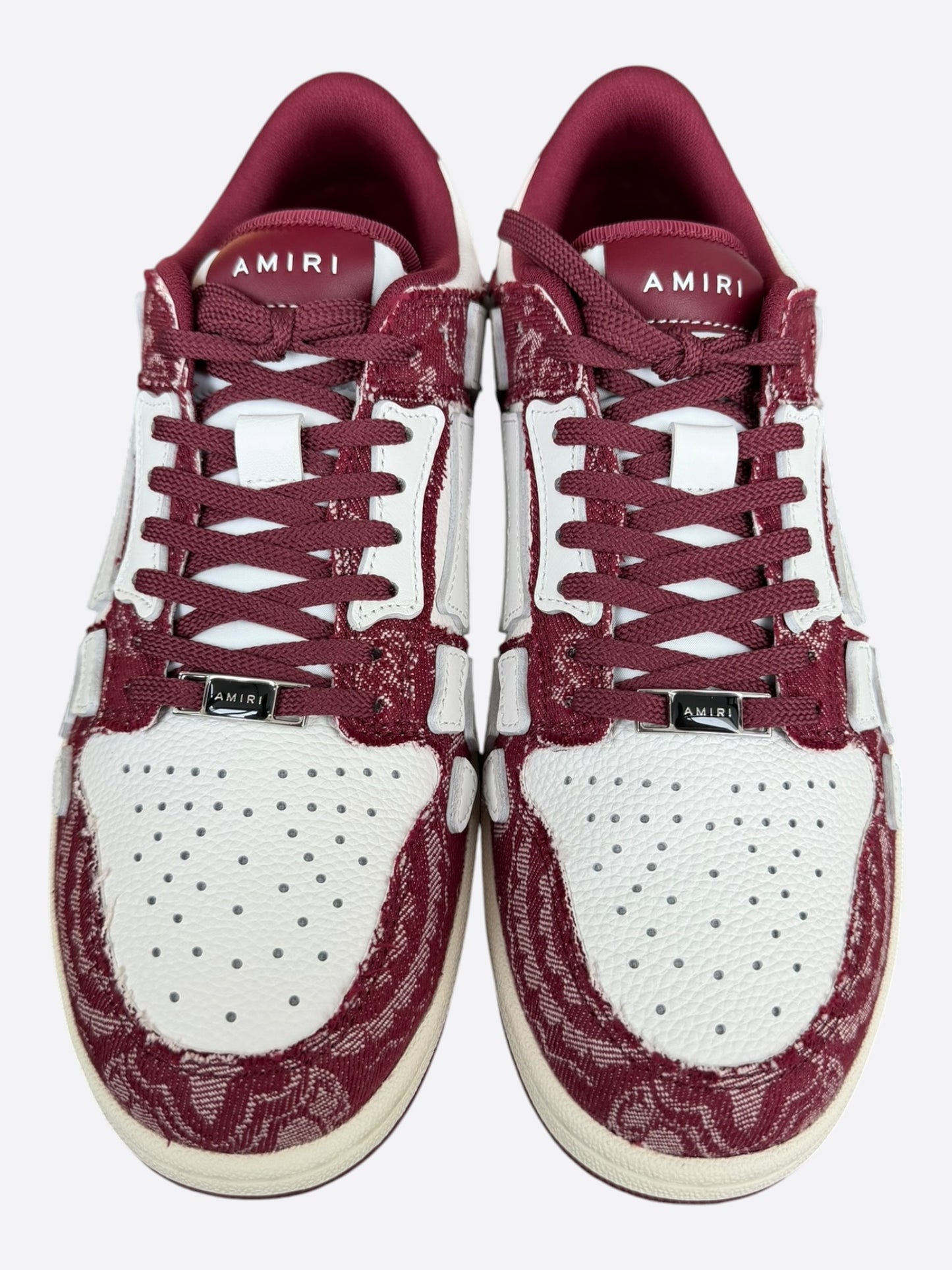 Amiri Burgundy & White Bandana Skeleton Low Top Sneakers