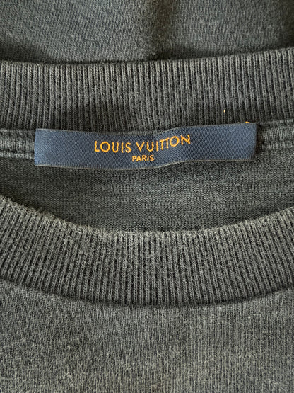 Louis Vuitton Navy & White Flower Logo Embroidered T-Shirt