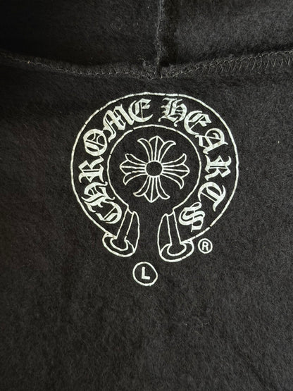 Chrome Hearts Black & White Cross Logo Zip Up Hoodie