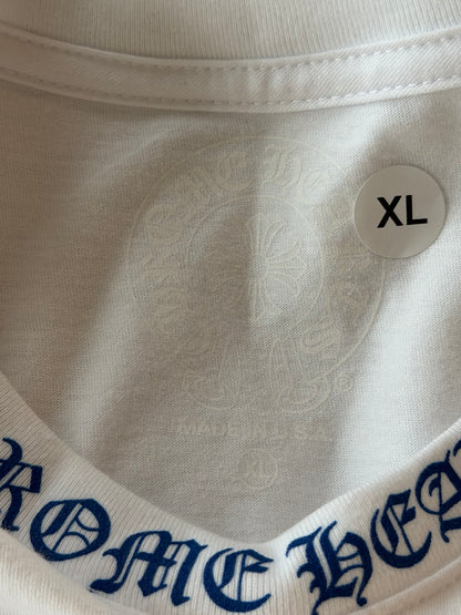 Chrome Hearts White & Blue Neck Logo T-Shirt