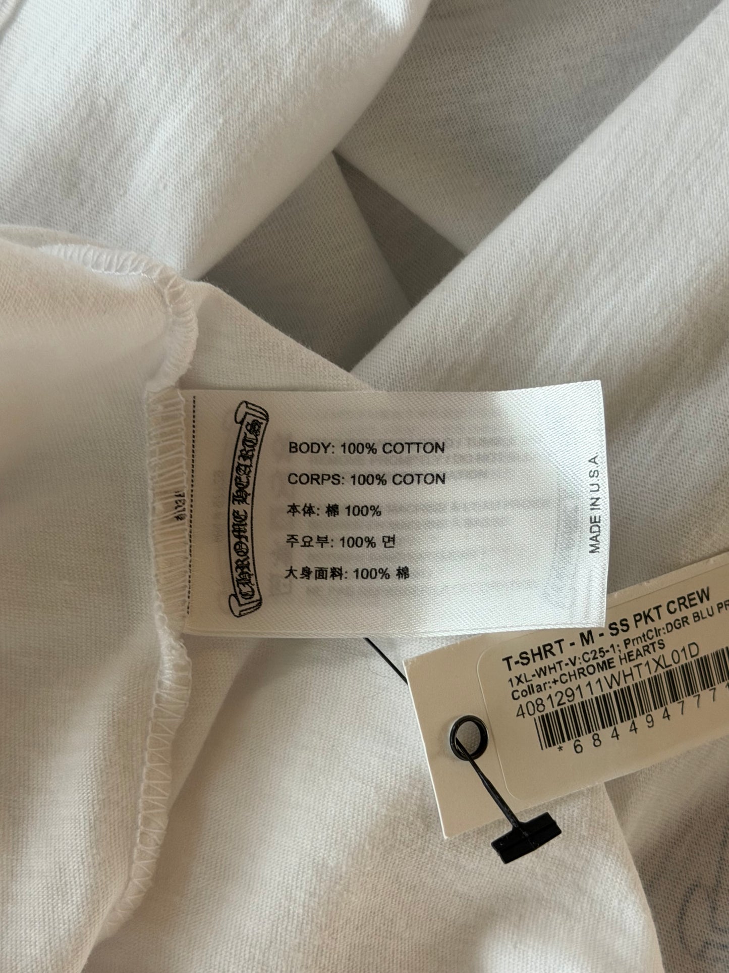 Chrome Hearts White & Blue Neck Logo T-Shirt