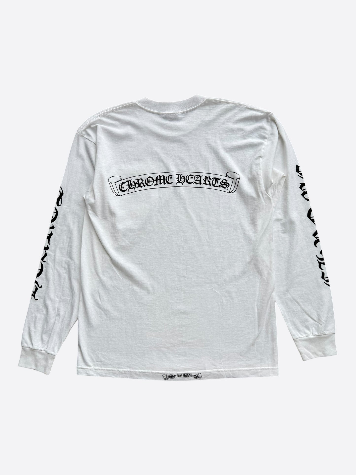 Chrome Hearts White & Black Script Logo Longsleeve T-Shirt