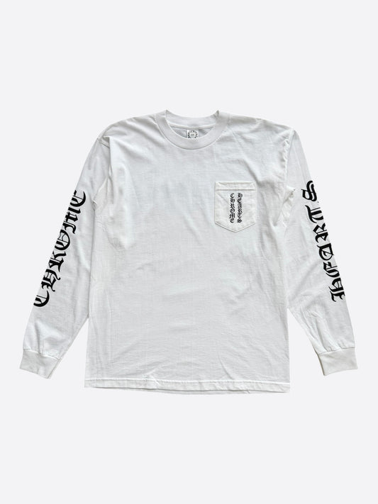 Chrome Hearts White & Black Script Logo Longsleeve T-Shirt