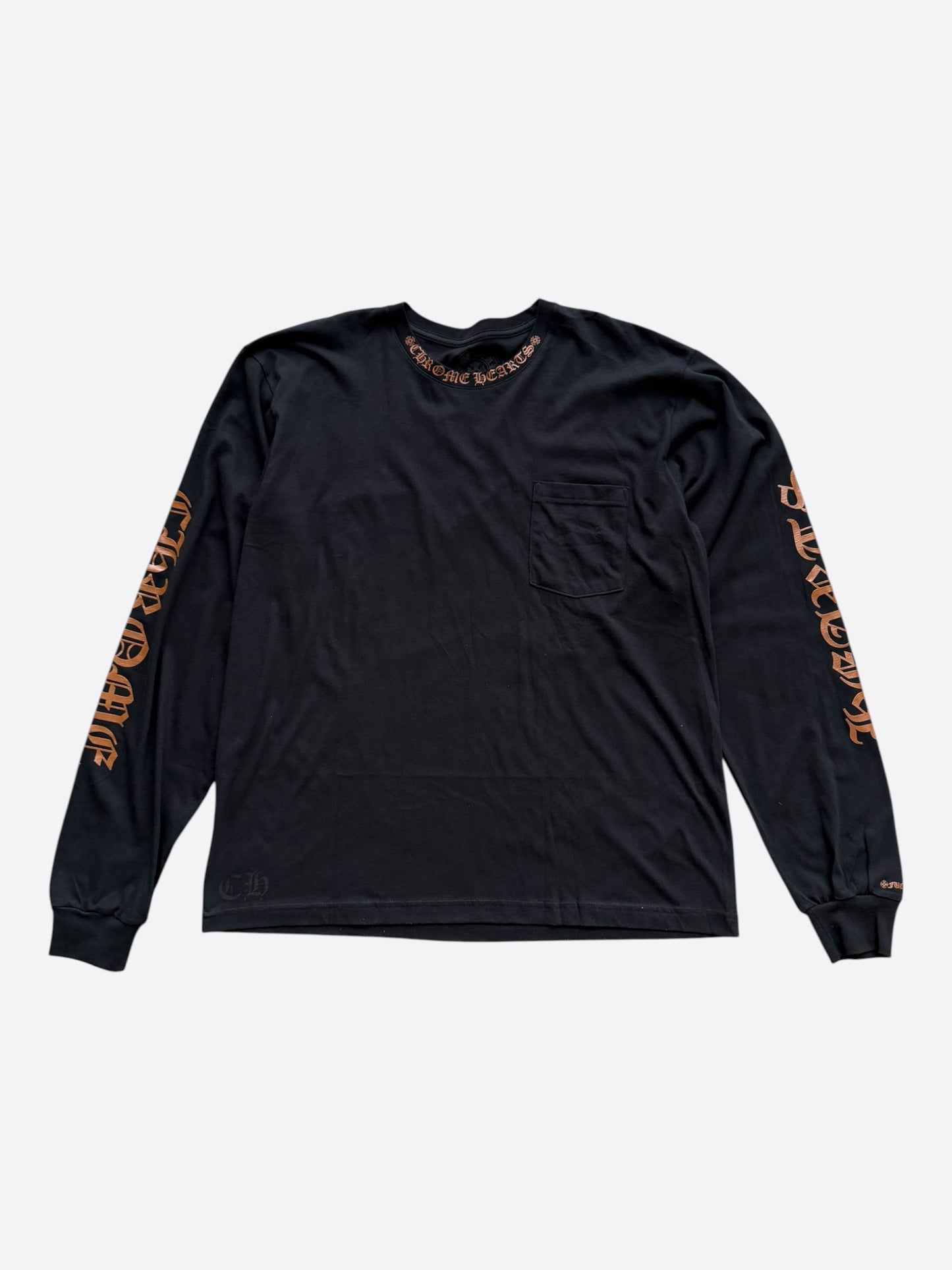 Chrome Hearts Black & Bronze Neck Logo Longsleeve T-Shirt