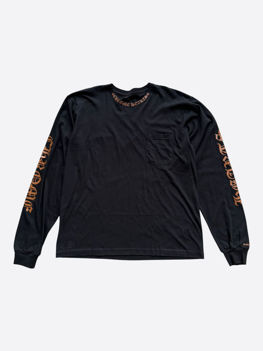 Chrome Hearts Black & Bronze Neck Logo Longsleeve T-Shirt