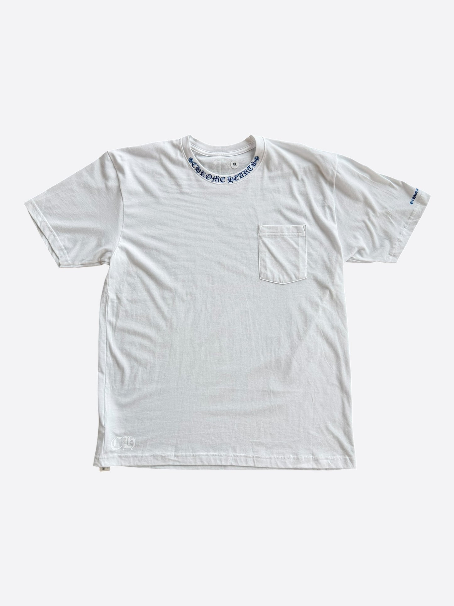 Chrome Hearts White & Blue Neck Logo T-Shirt
