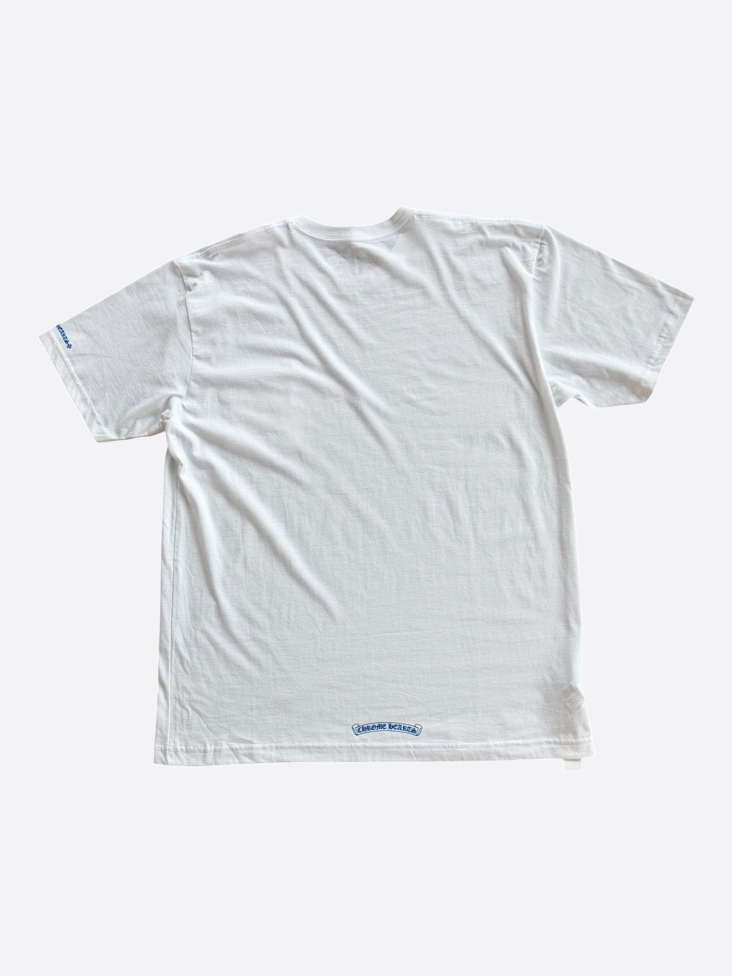 Chrome Hearts White & Blue Neck Logo T-Shirt