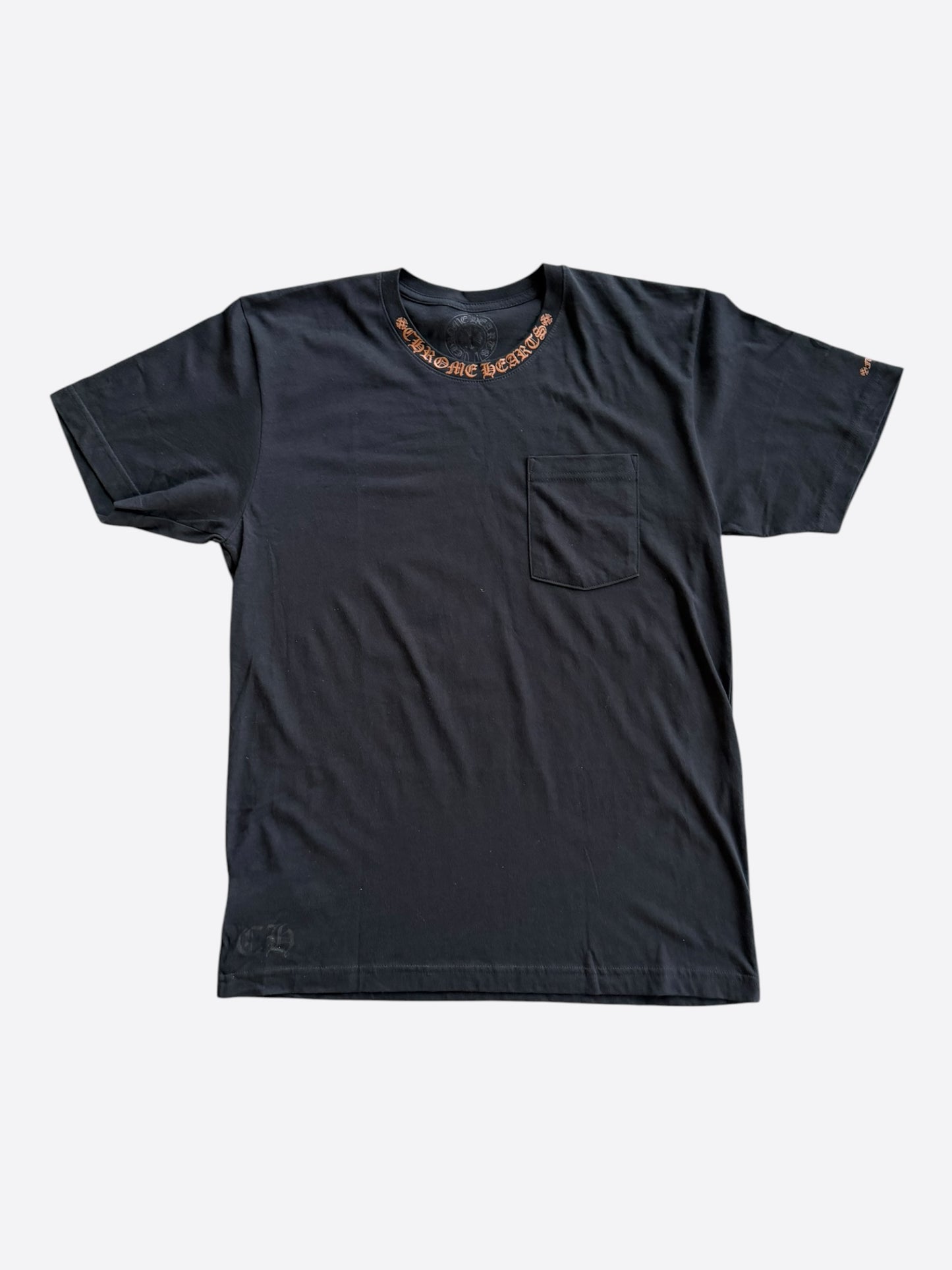 Chrome Hearts Black & Bronze Neck Logo T-Shirt