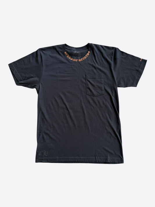 Chrome Hearts Black & Bronze Neck Logo T-Shirt