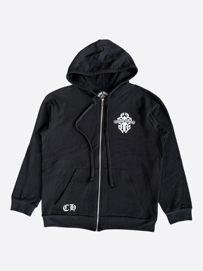 Chrome Hearts Black & White Dagger Logo Zip Up Hoodie