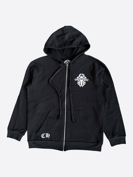 Chrome Hearts Black & White Dagger Logo Zip Up Hoodie