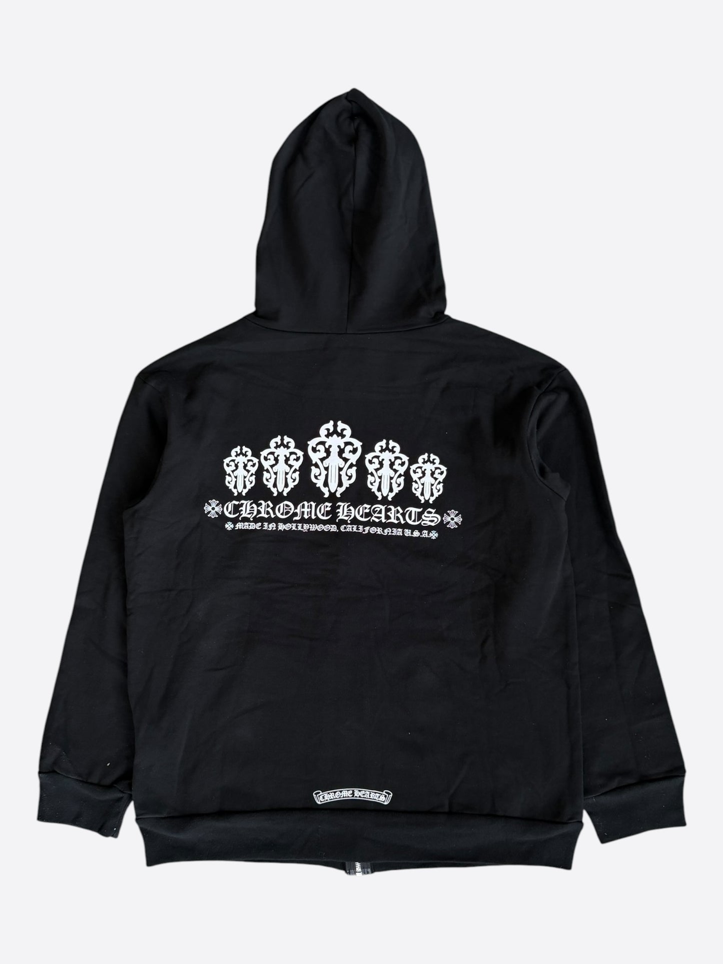 Chrome Hearts Black & White Dagger Logo Zip Up Hoodie