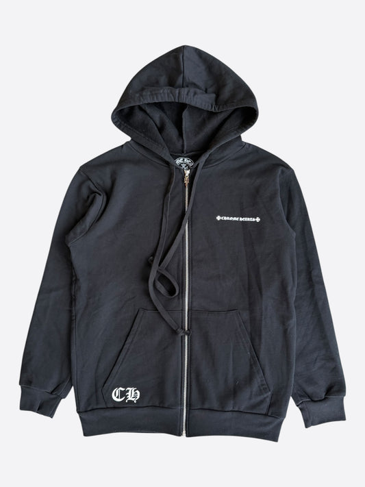 Chrome Hearts Black & White Cross Logo Zip Up Hoodie