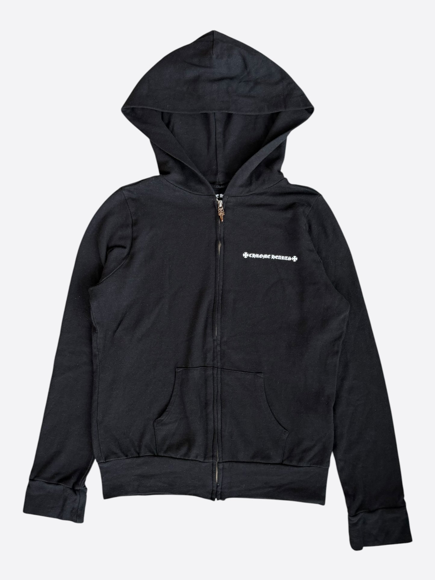Chrome Hearts Black & White Cross Logo Women's Zip Up Hoodie